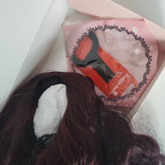 Curly‎ Ponytail Extension Burgundy Curly Clip in Hair Extensions 18 Inch - Picture 5 of 5